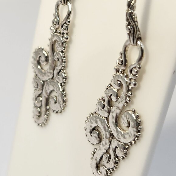 NIB VTG 5.60g GORGEOUS 925 Swirl Dangle Artisian Bali Hook Earrings - Picture 3 of 14